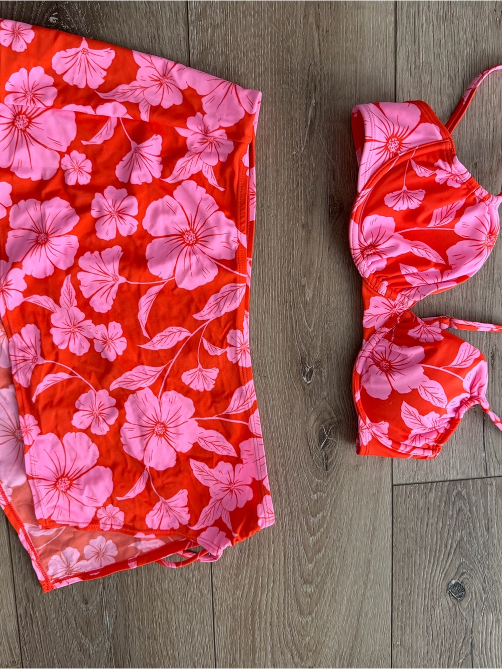 wild fable Red and Pink Floral Bikini Top